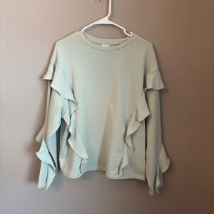 a new day Mint Ruffle-Trim Crewneck Sweatshirt